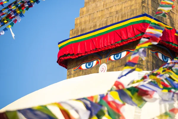 Bodhnath Stupa in Kathmandu with Buddha Eyes — Stock Photo, Image