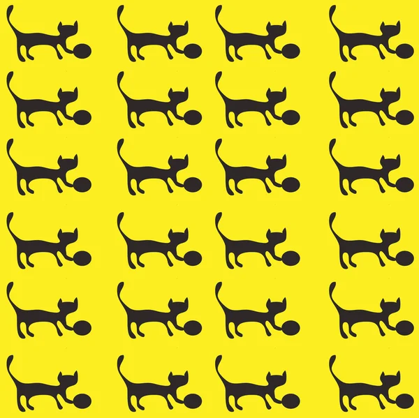 Gatito con lazo sobre fondo amarillo — Vector de stock