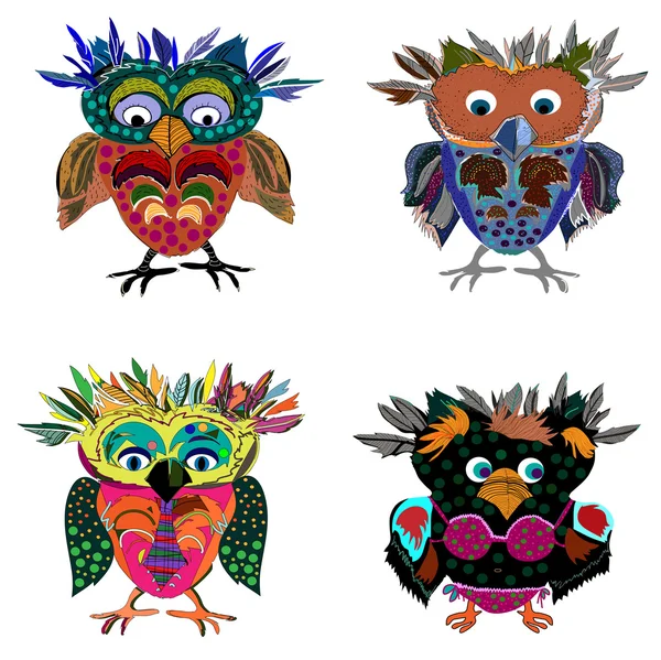 Set of Cute Owl — Stock Vector
