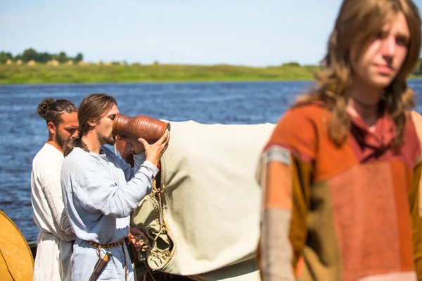 Tijdens internationale historische festival ladogafest-2013 op ladoga, Rusland. — Stockfoto