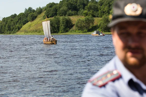 Durante el festival histórico internacional Ladogafest-2013 en Ladoga, Rusia . — Foto de Stock