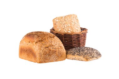 ekmek ve rulolar hasır sepet