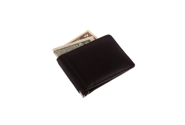 Μαύρο πορτοφόλι με δύο δολάρια — Φωτογραφία Αρχείου