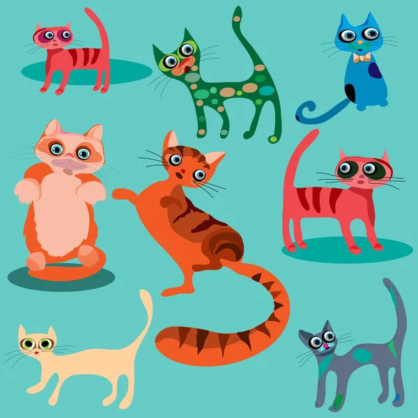 Vector set van leuke cartoon katten. — Stockvector