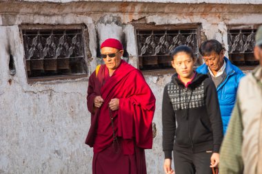 Tanımlanamayan Budist rahip stupa boudhanath yakın