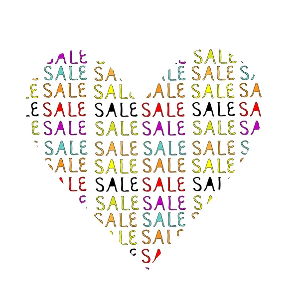 SALE text in the form of heart — Stock Vector