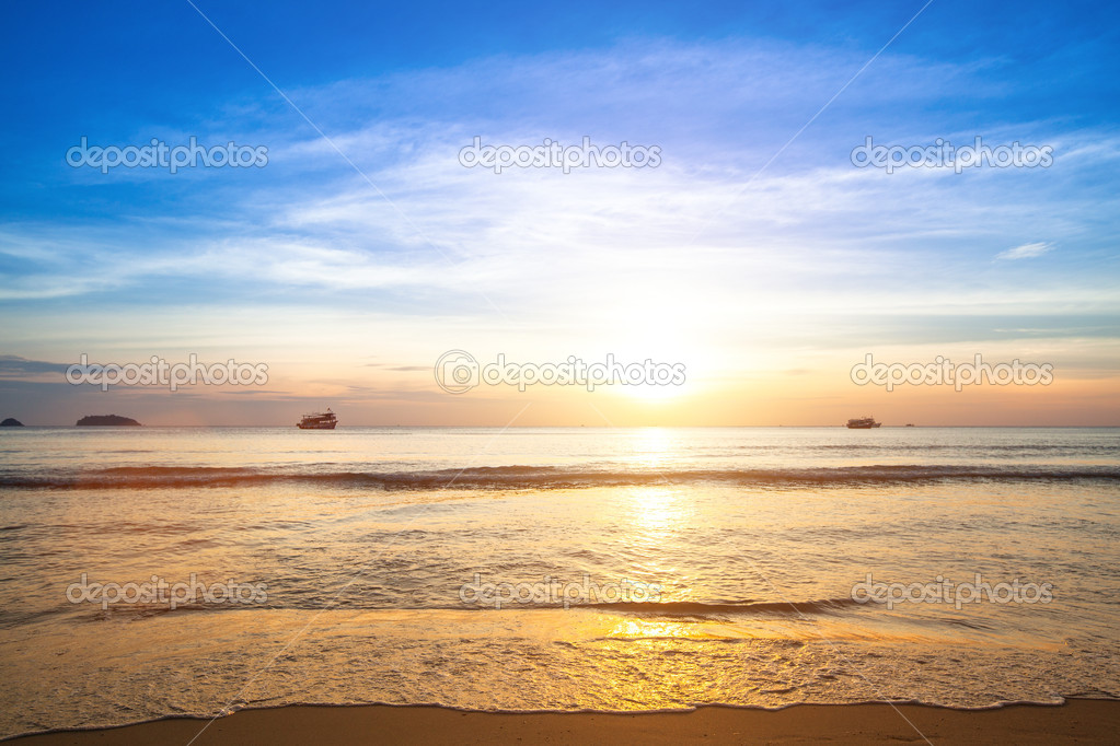 Beautiful sunset on coast of Siam Gulf