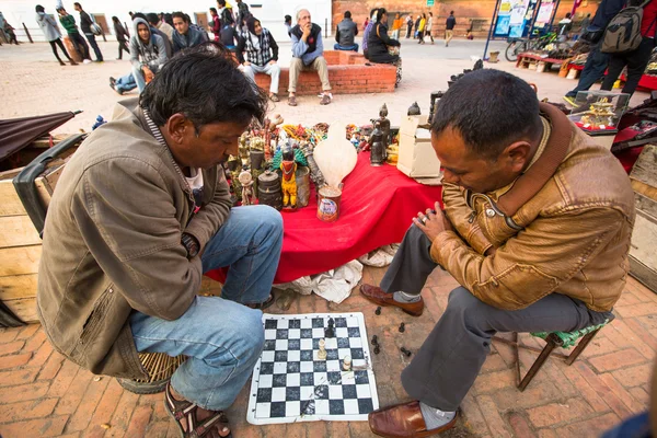 Oidentifierade säljare souvenirer på durbar square — Stockfoto