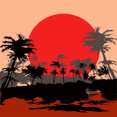 gün batımında tropikal Beach resort