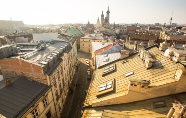 Krakow, Polonya çatılar eski şehir merkezi.
