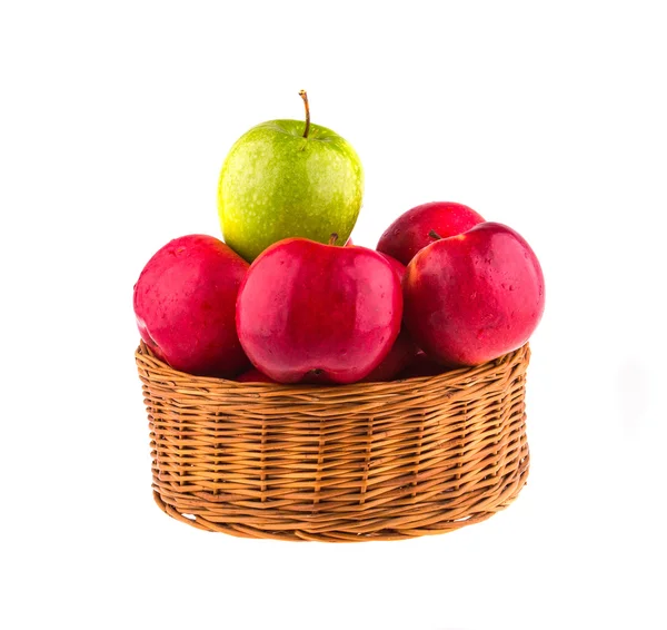 Fresh red and one green apples — Stock Photo, Image