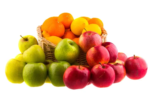 Naranjas y limones, manzanas rojas y verdes —  Fotos de Stock