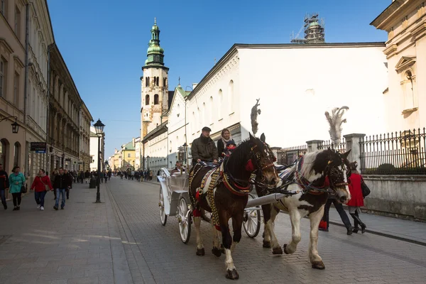 Bir sokakta Krakow tarihi merkezi — Stok fotoğraf