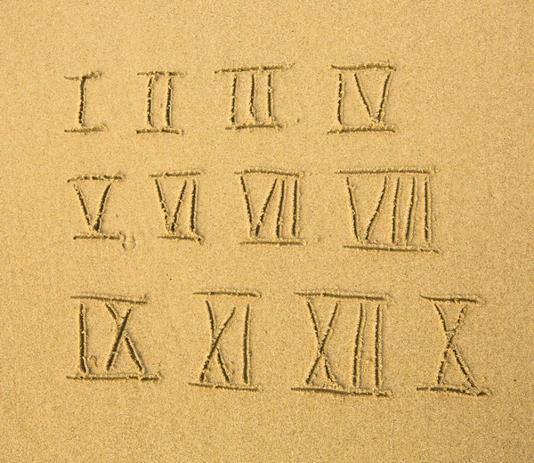 Römische Ziffern auf Sand — Stockfoto