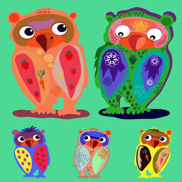 Set of Cute Owl — Stock Vector