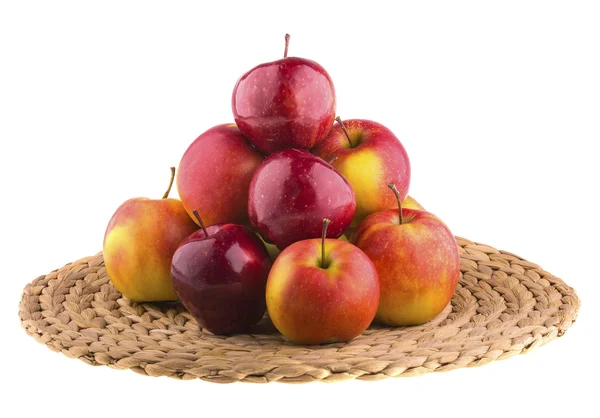 Fresh apples in a wicker baskets — Stock Photo, Image
