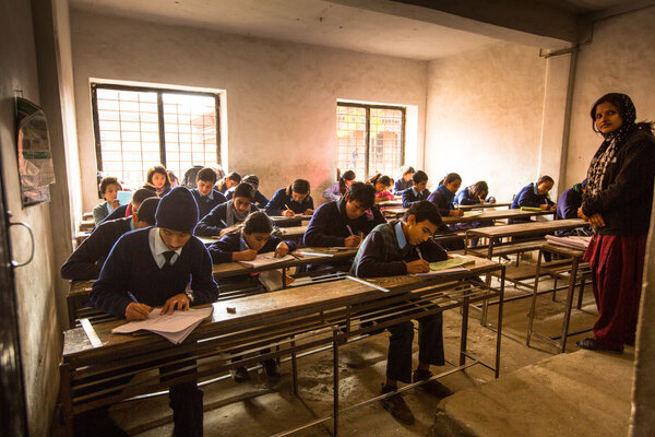 Unknown children in the lesson at public school