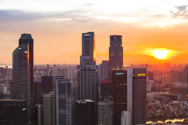 Vista de la ciudad desde el techo Marina Bay Hotel — Foto de Stock