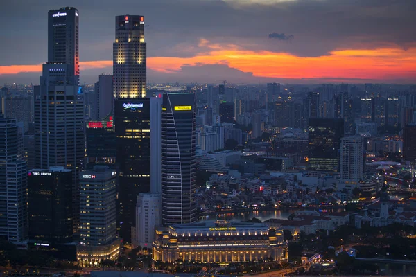 从屋顶滨海湾酒店的城市风景 — 图库照片