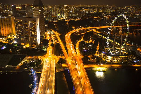 Vista da cidade do telhado Marina Bay Hotel — Fotografia de Stock