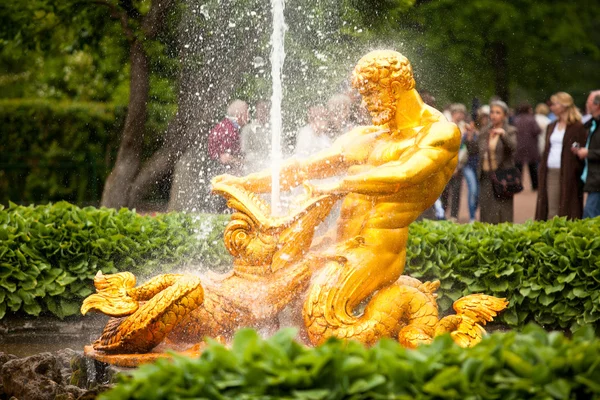 Sansão - o palácio de fonte central e conjunto de parque Peterhof — Fotografia de Stock