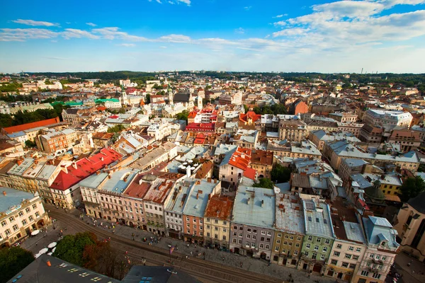 Lvov ptačí pohled z radnice — Stock fotografie