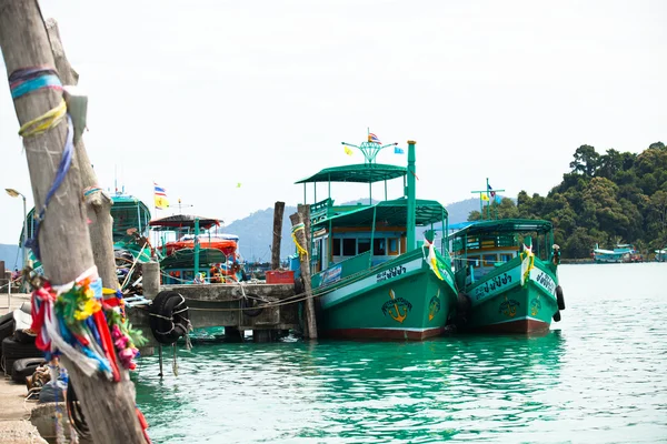 Boats in the Bang Bao fishing village Stock Photo