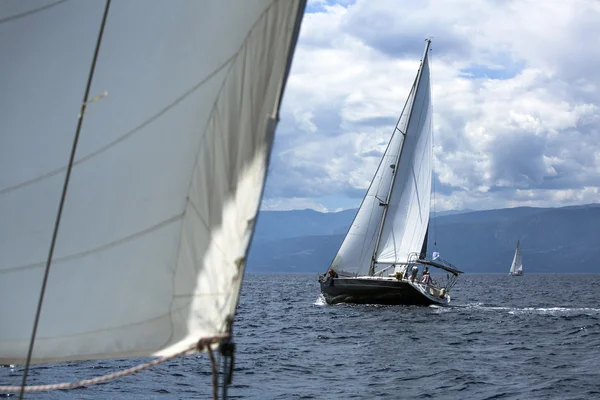 Oidentifierade segelbåtar delta i segling regatta — Stockfoto