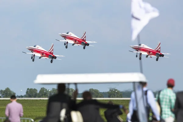 Demostración acrobática durante la Exposición Internacional Aeroespacial ILA Berlin Air Show-2014 . — Foto de Stock