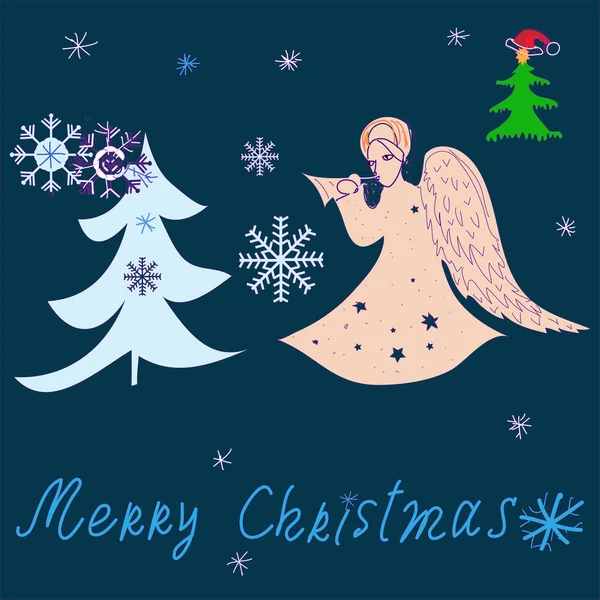 Χριστουγεννιάτικο δέντρο και Άγγελος — Διανυσματικό Αρχείο