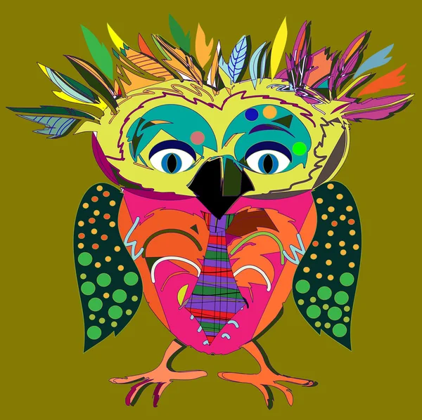 Cute Owl, cartoon drawing — Stock Vector