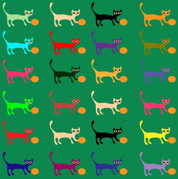 Kätzchen mit Schleife auf grünem Hintergrund — Stockvektor