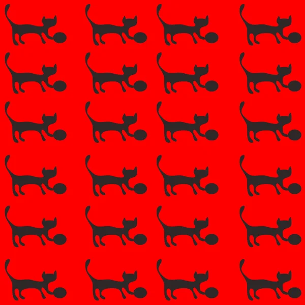 Gatito con pelota (fondo rojo ), — Vector de stock