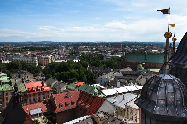 Old town of Kracow from St. Mary's Church — Stock Photo, Image