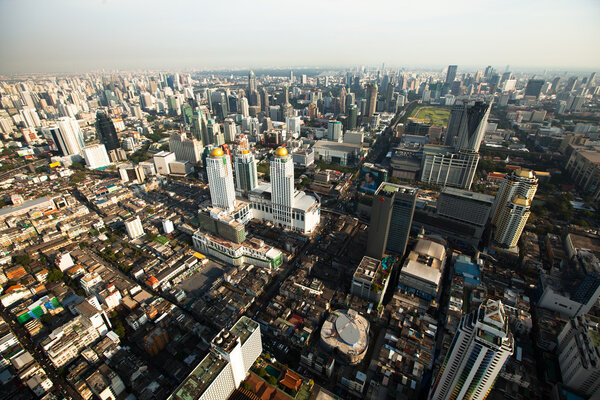 BANGKOK, THAILAND - APRIL 29. Panorama view over Bangkok on April 29, 2012 in Bangkok, Thailand. Bangkok is the biggest city in Thailand with 7,02 million inhabitants.