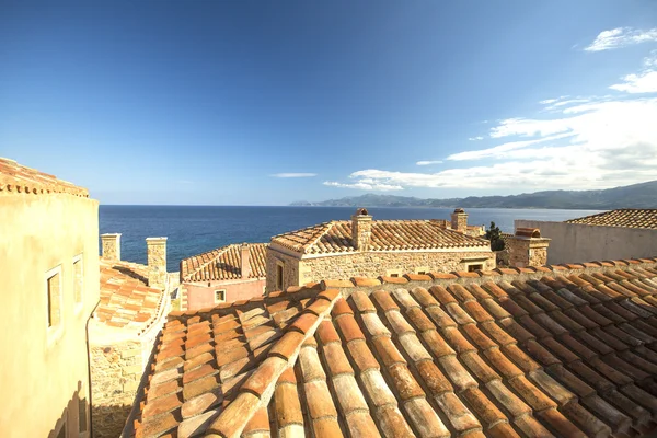 Řecko monemvasia tradiční pohled na kamenné domy — Stock fotografie