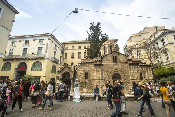 Kostel panagia kapnikarea v centru města — Stock fotografie