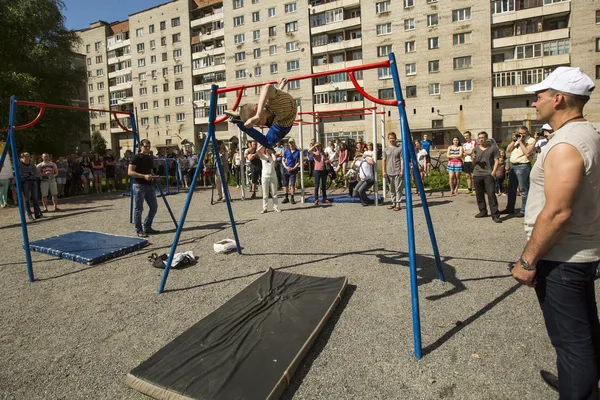 Uczestnicy na ulicy treningu konkursy — Zdjęcie stockowe