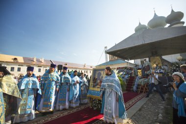 Participants Orthodox divine Liturgy clipart