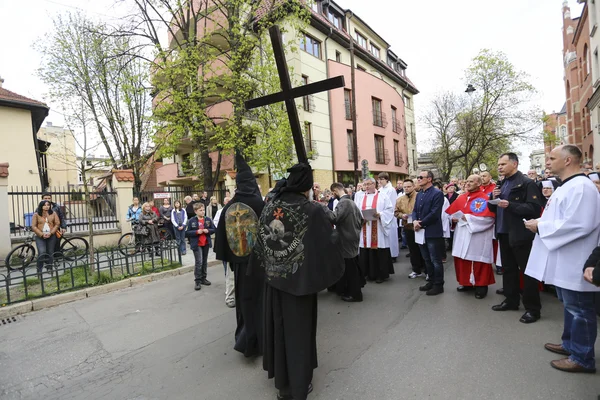 Křížová cesta na velký pátek v Krakově. — Stock fotografie