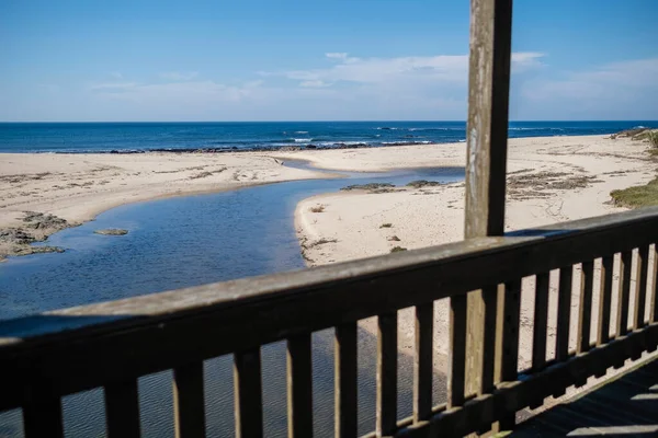 Veduta Atlantica Dall Antico Ponte Lombardo Legno Labruge Vila Conde — Foto Stock