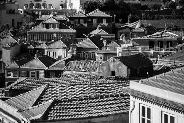 View Roofs Residental Houses Old Town Porto Portugal Black White — Stock Photo, Image