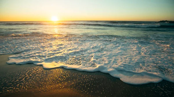 Beautiful Sunset Atlantic Coast Foamy Surf Stock Image