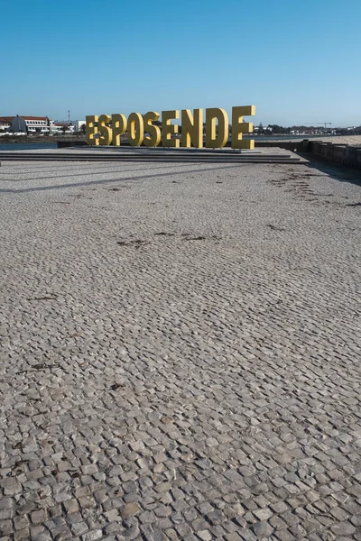 Passeio Esposende Com Letras Grandes Nome Cidade Esposende Portugal — Fotografia de Stock