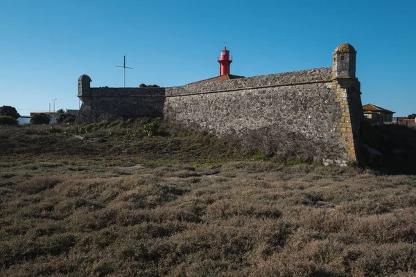 Vuurtoren Farol Esposende Aan Atlantische Kust Esposende Portugal Stockafbeelding