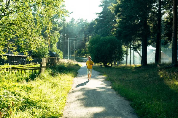 Man Jogging Countryside Summer — Stock Photo, Image