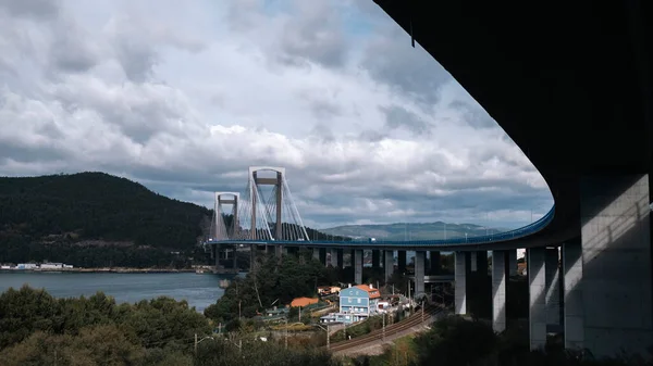 View Rande Bridge Spans Vigo Bay Rande Strait Galicia Spain Royalty Free Stock Images