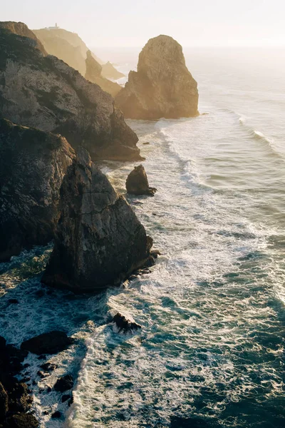 Vista Miradouro Praia Caneiro Falésias Surf Oceano Atlântico Pôr Sol — Fotografia de Stock
