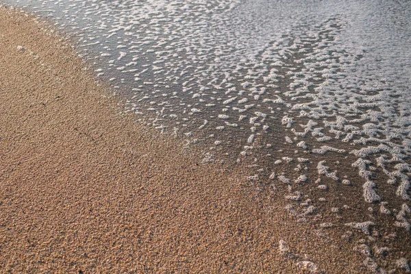 Παραλία Άμμο Γκρο Πλαν Τον Αφρό Του Surf — Φωτογραφία Αρχείου