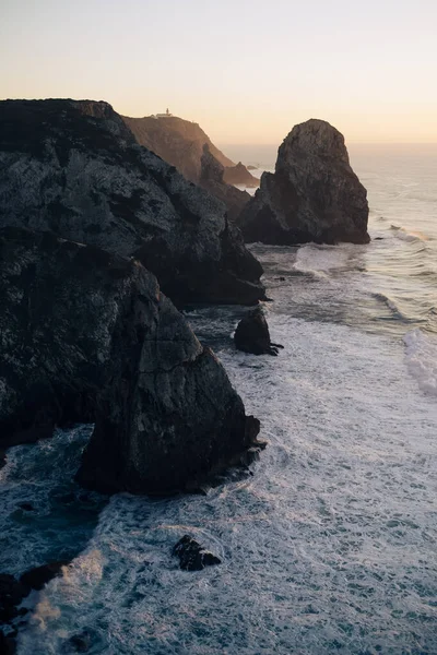 Miradouro Praia Caneiro Acantilados Surf Océano Atlántico Atardecer Portugal —  Fotos de Stock